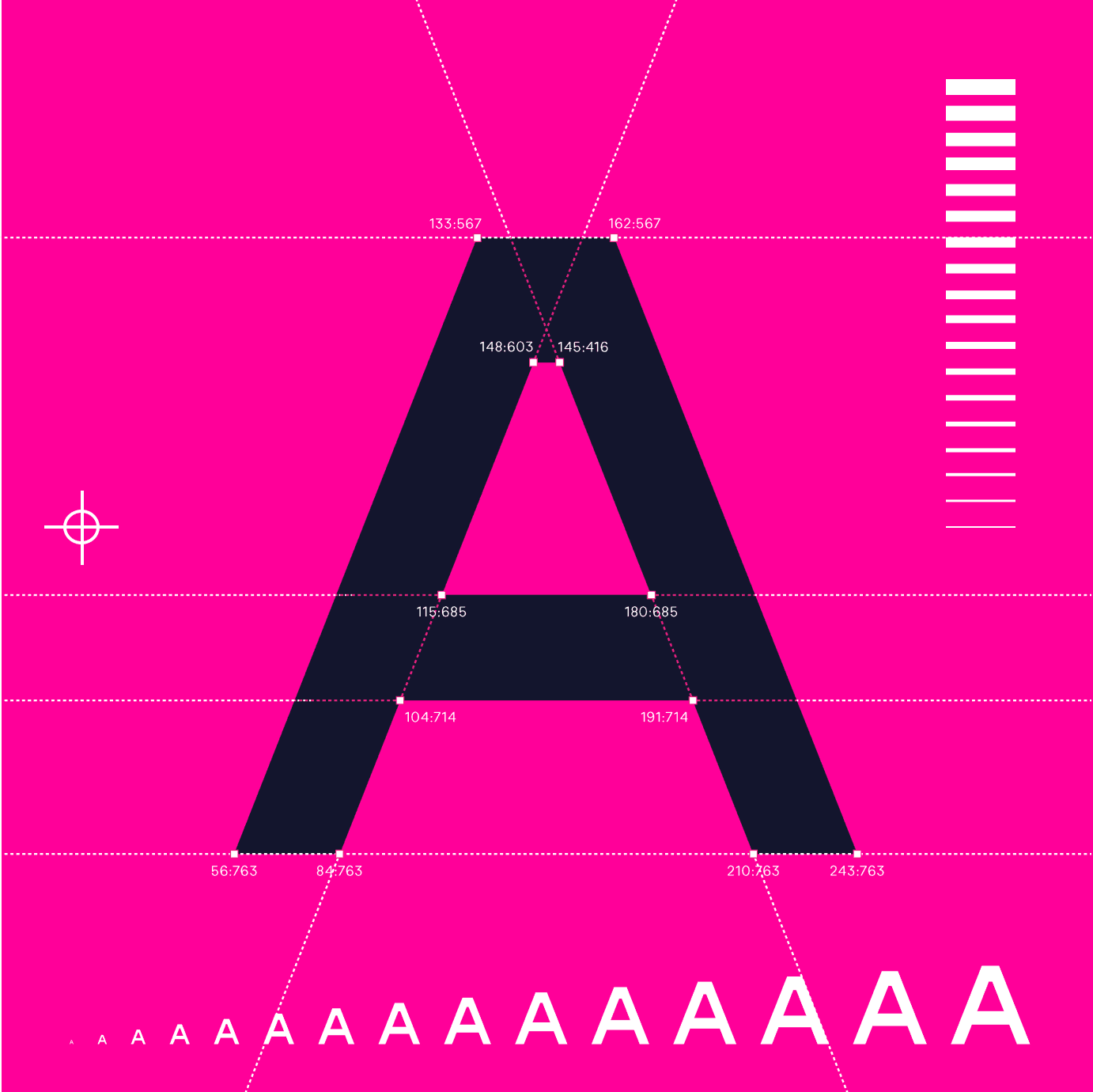 Un schéma de typographie de la lettre A